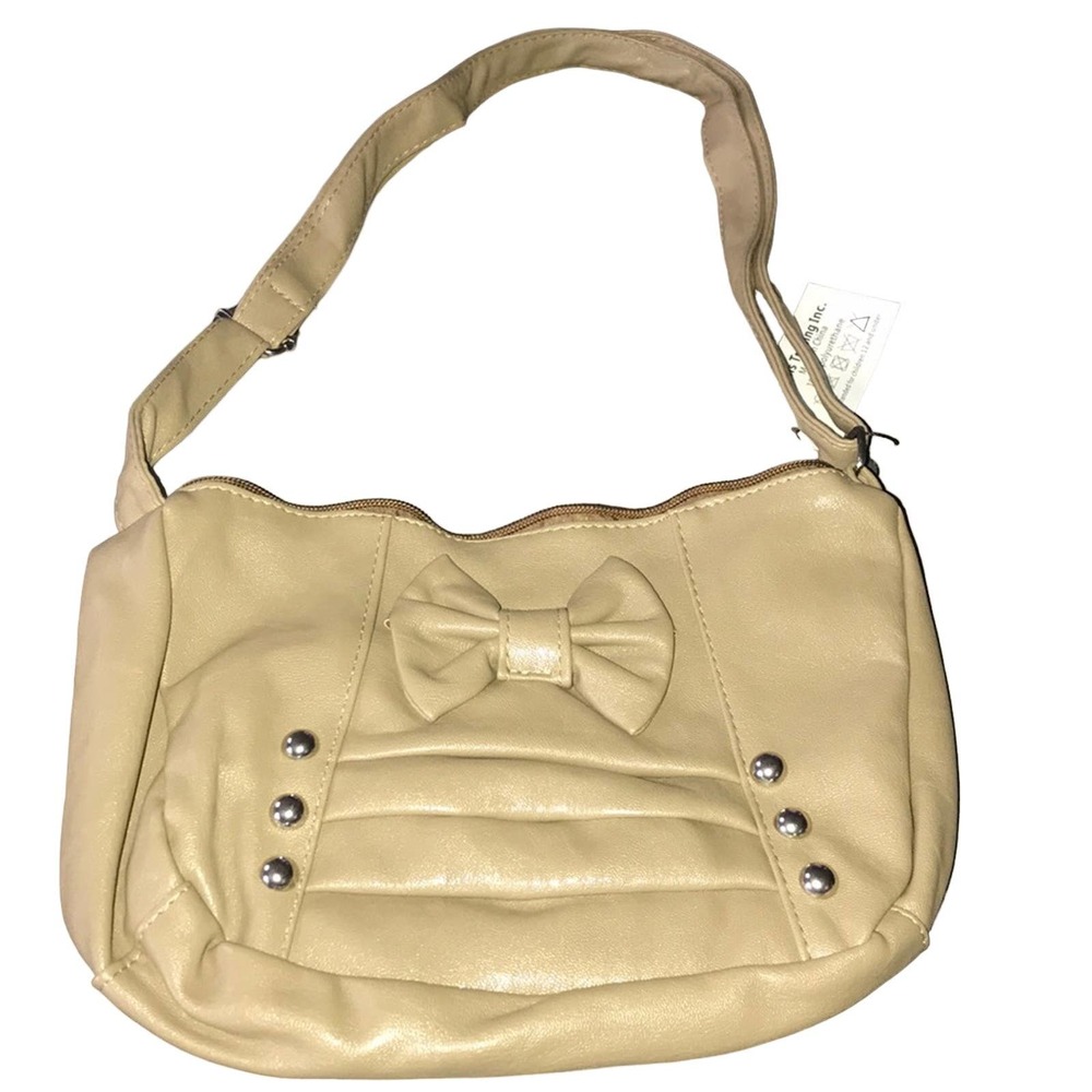 FAUX LEATHER TAN EMBELLISHED CROSSBODY BAG